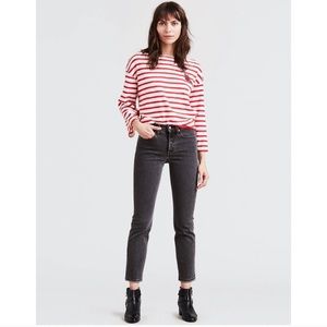 Levi’s black acid washed mom jean